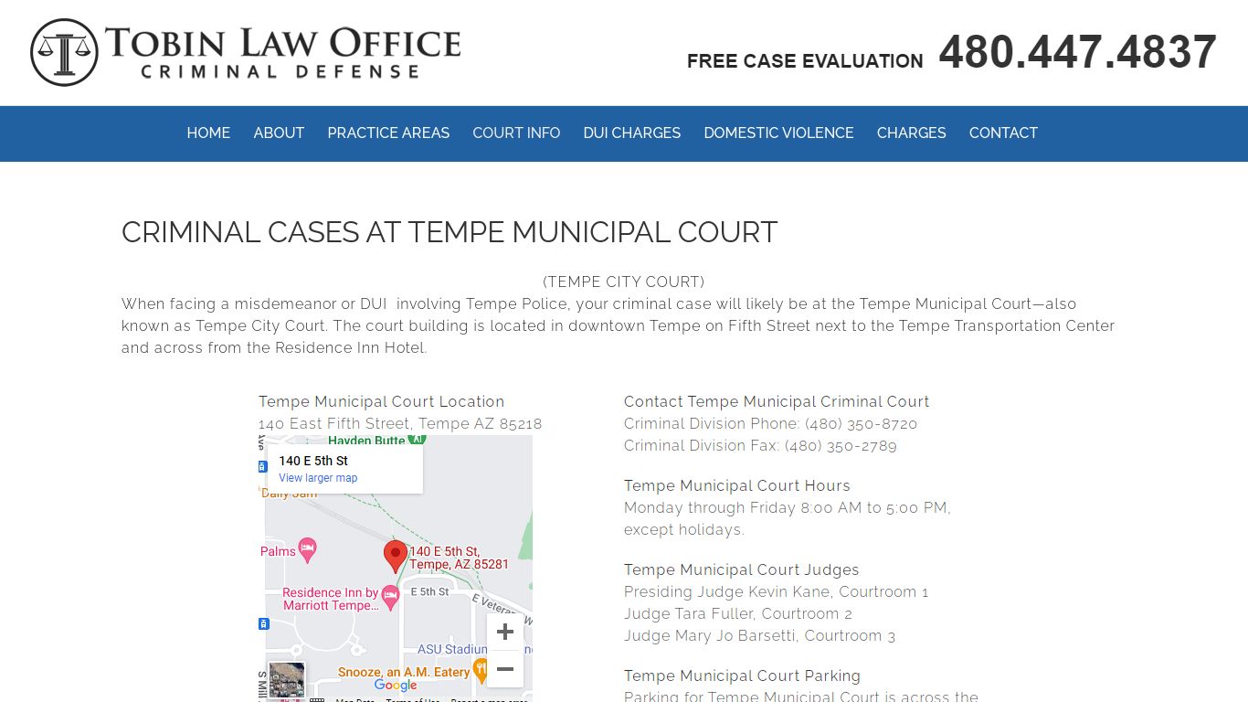 Tempe Municipal Court | Arizona Criminal Attorneys - Tobin Law Office